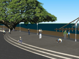 Uniform lighting and adequate seating facility at the square